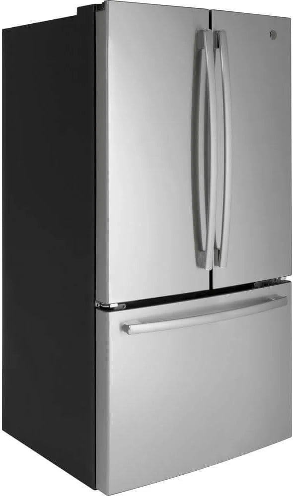 💝LAST DAY FOR CLEARANCE✨GE GNE27JYMFS French door refrigerator, 27 cubic feet total capacity, made of fingerprint-resistant stainless steel