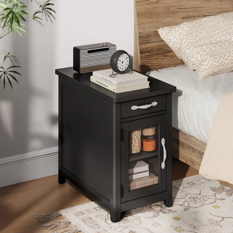Aneshia End Table with Storage and Charging Station