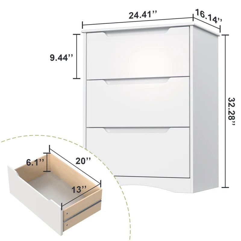 Michiaki 24.41" W 3 Drawer Dresser