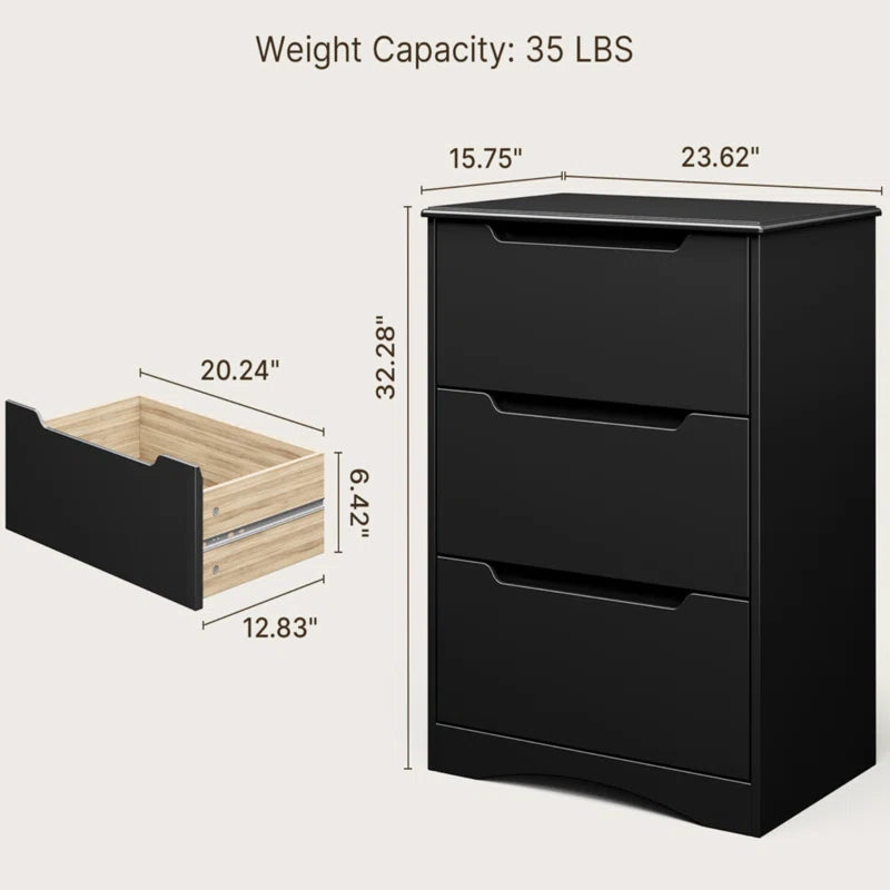 Michiaki 24.41" W 3 Drawer Dresser