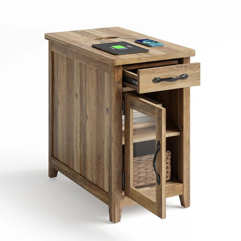 Aneshia End Table with Storage and Charging Station