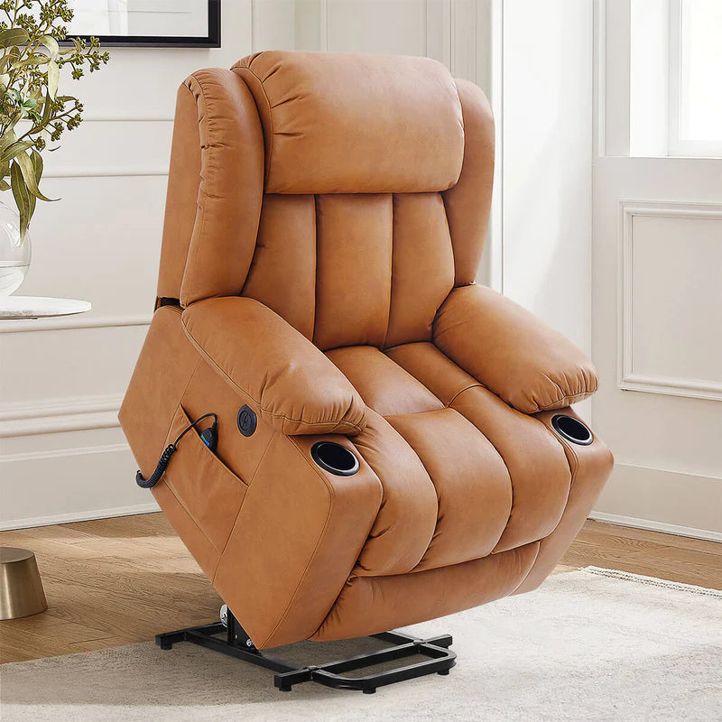 💥Clearance Sale🔥 Mcombo Electric lift Recliner sofa with massage and heating functions, 3 positions, 2 side pockets and cup holders, USB ports!