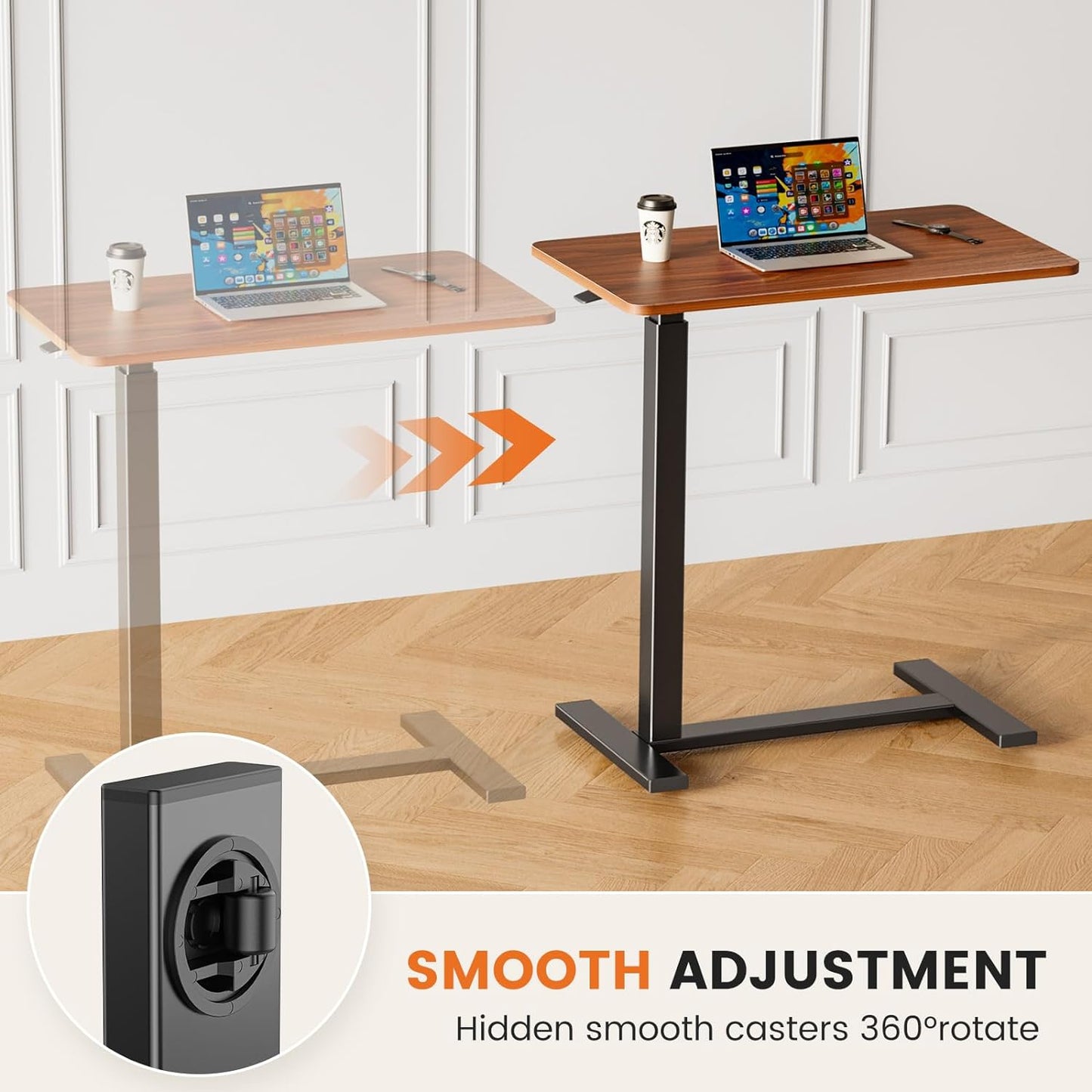 Overbed Bedside Table with Wheels,WheelsRolling Laptop Table,