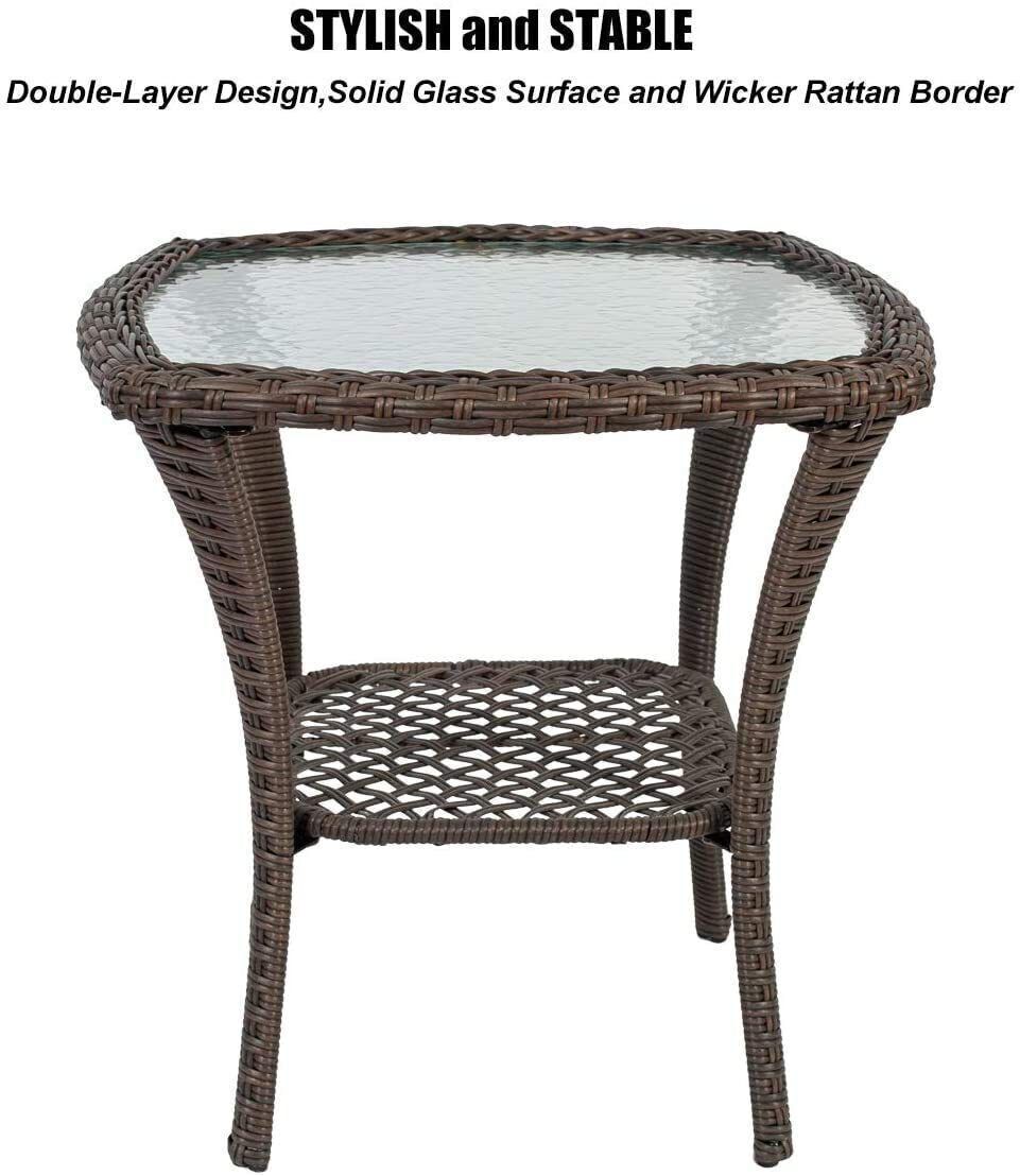 šLast Day Saleš„Outdoor 3 Pieces Rattan Wicker Bistro Set Swivel Rockerš„