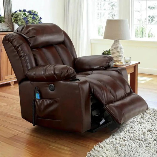 💥Clearance Sale🔥 MCombo Large Lay Flat Dual Motor Power Lift Recliner Chair Sofa with Massage and Heat, USB Ports, Cup Holders, Extended Footrest!