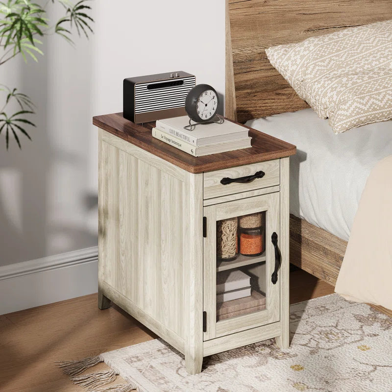 Aneshia End Table with Storage and Charging Station