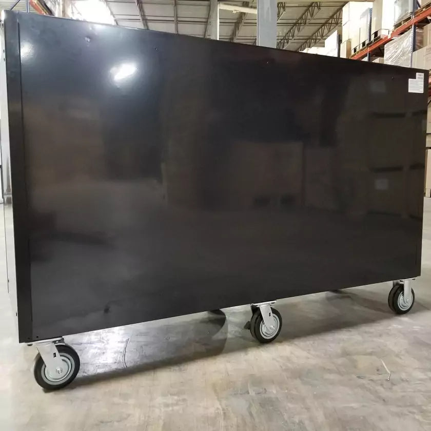 Showroom Demo, Extreme Tools RX Series 72″ 19 Drawers 25″ Deep Roller Cabinet, Black-Blue, 150 lbs. Slides