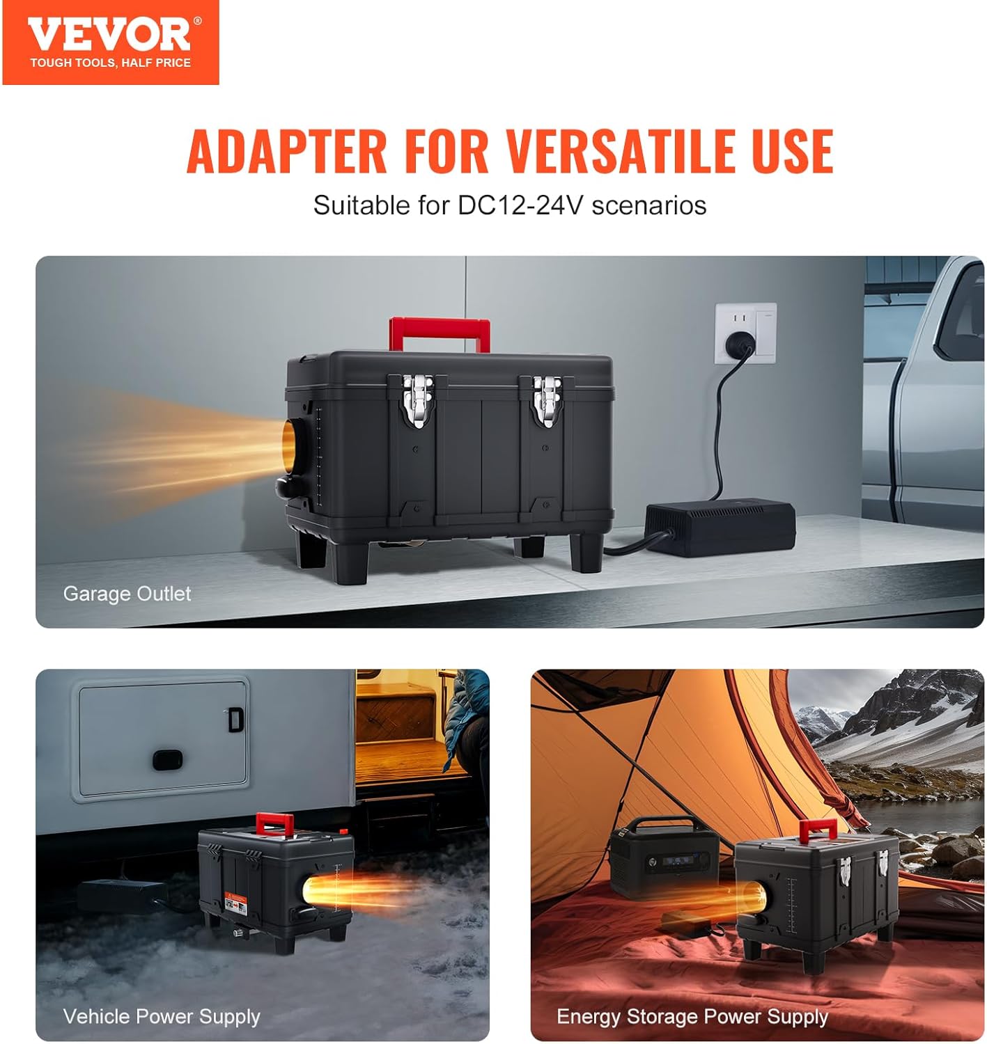 VEVOR Diesel Air Heater 12V/24V 8KW Bluetooth APP Remote Control for Vehicles