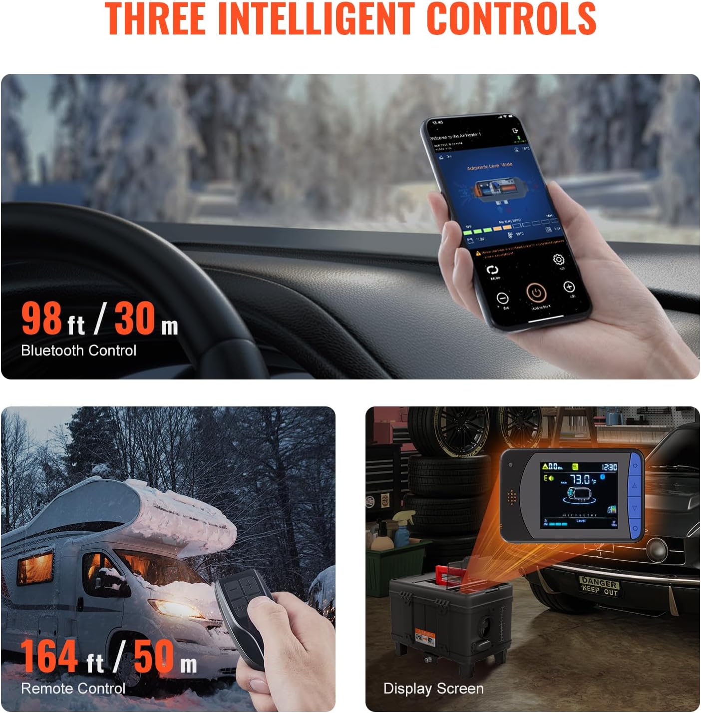 VEVOR Diesel Air Heater 12V/24V 8KW Bluetooth APP Remote Control for Vehicles