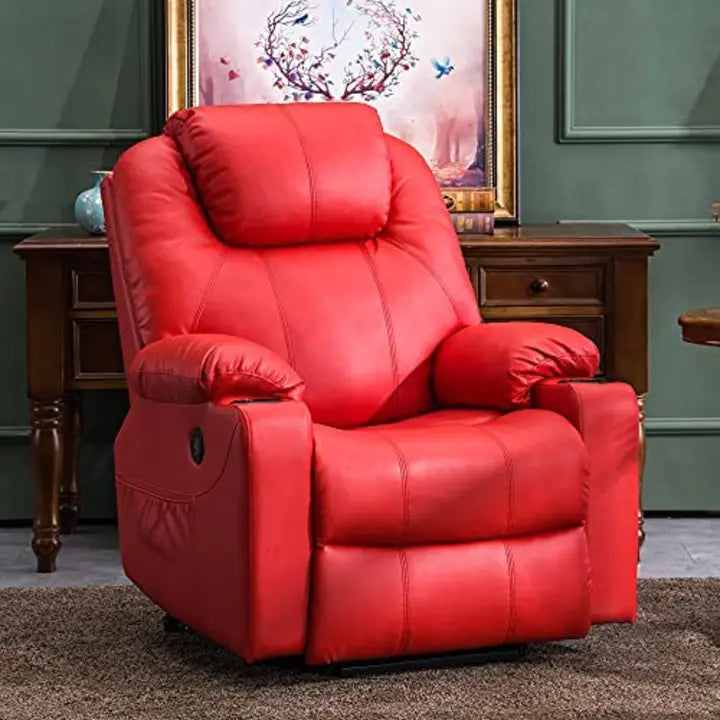 💥Clearance Sale🔥 MCombo Large Lay Flat Dual Motor Power Lift Recliner Chair Sofa with Massage and Heat, USB Ports, Cup Holders, Extended Footrest!
