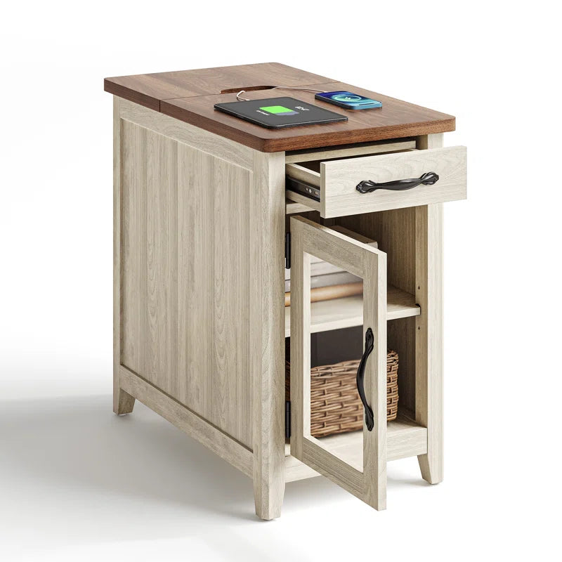 Aneshia End Table with Storage and Charging Station