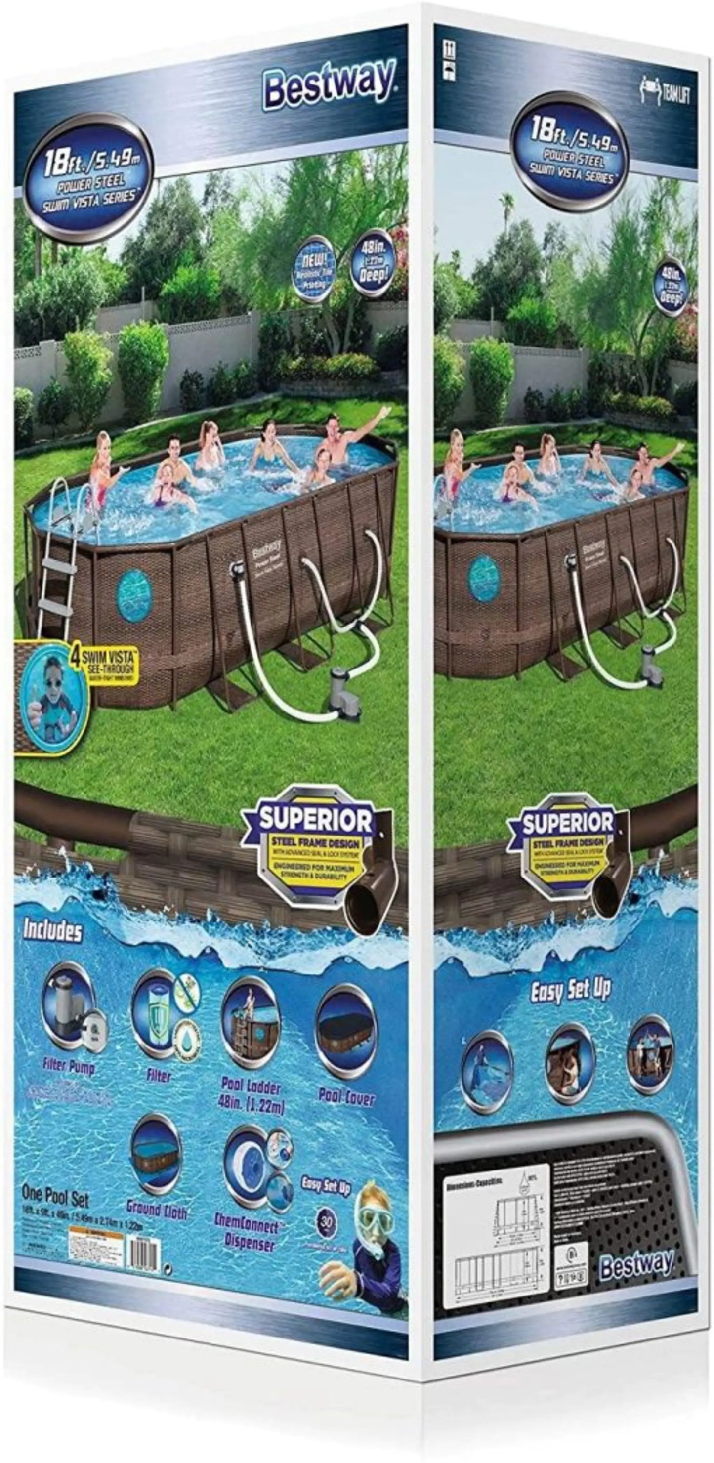 18ft x 9ft x 48 inch Swimming Pool Set with Pump and Maintenance Kit
