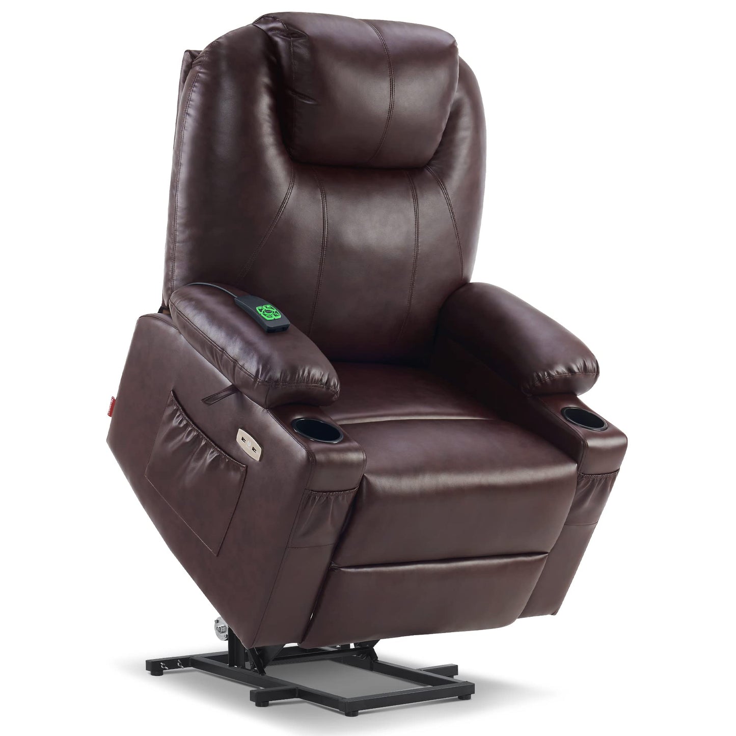 💥Clearance Sale🔥 MCombo Large Lay Flat Dual Motor Power Lift Recliner Chair Sofa with Massage and Heat, USB Ports, Cup Holders, Extended Footrest!