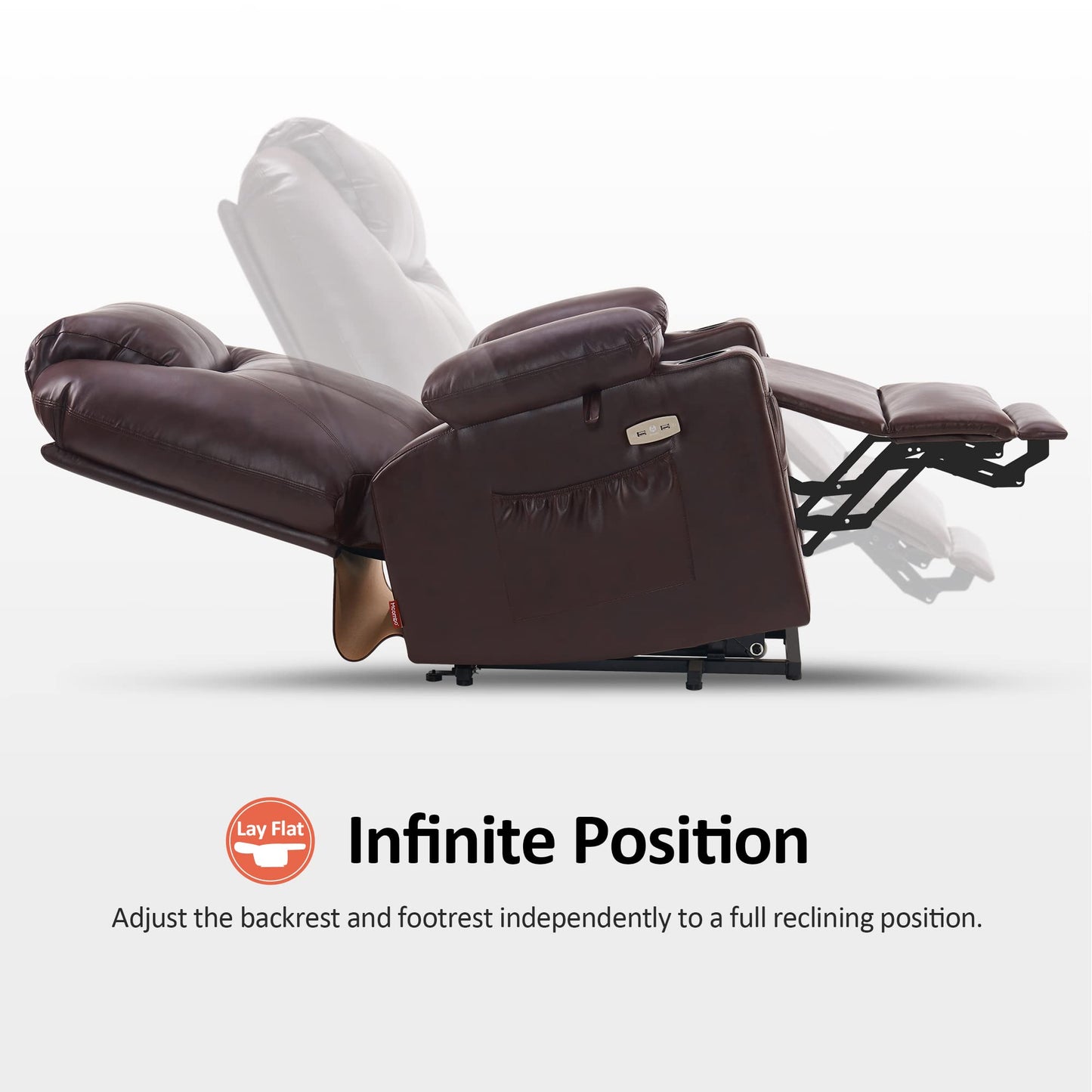 💥Clearance Sale🔥 MCombo Large Lay Flat Dual Motor Power Lift Recliner Chair Sofa with Massage and Heat, USB Ports, Cup Holders, Extended Footrest!