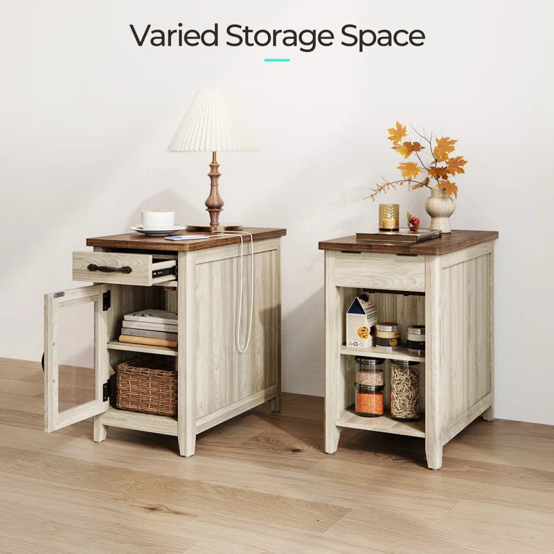 Aneshia End Table with Storage and Charging Station