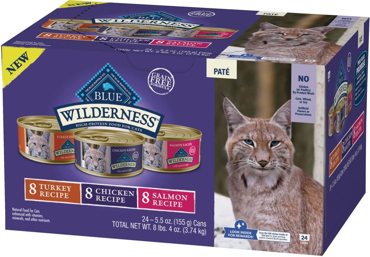 Blue Buffalo Wilderness Salmon Grain-Free Canned Cat Food, 5.5-oz, case of 24