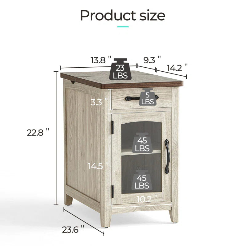 Aneshia End Table with Storage and Charging Station