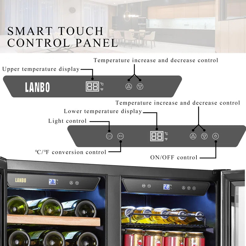 30" 31 Bottle and 76 Can Dual Zone Freestanding Wine and Beverage Refrigerator