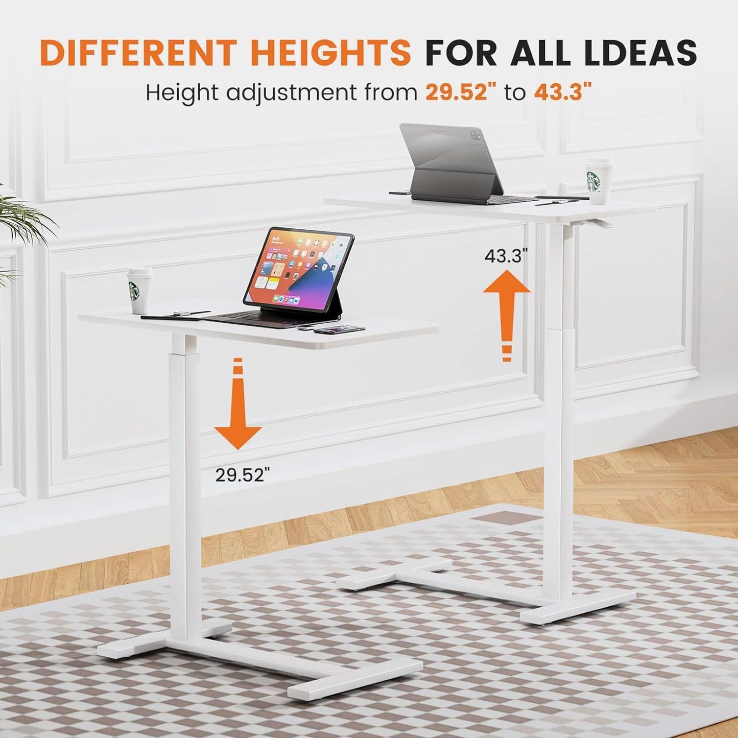 Overbed Bedside Table with Wheels,WheelsRolling Laptop Table,