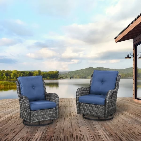 šLast Day Saleš„Outdoor 3 Pieces Rattan Wicker Bistro Set Swivel Rockerš„
