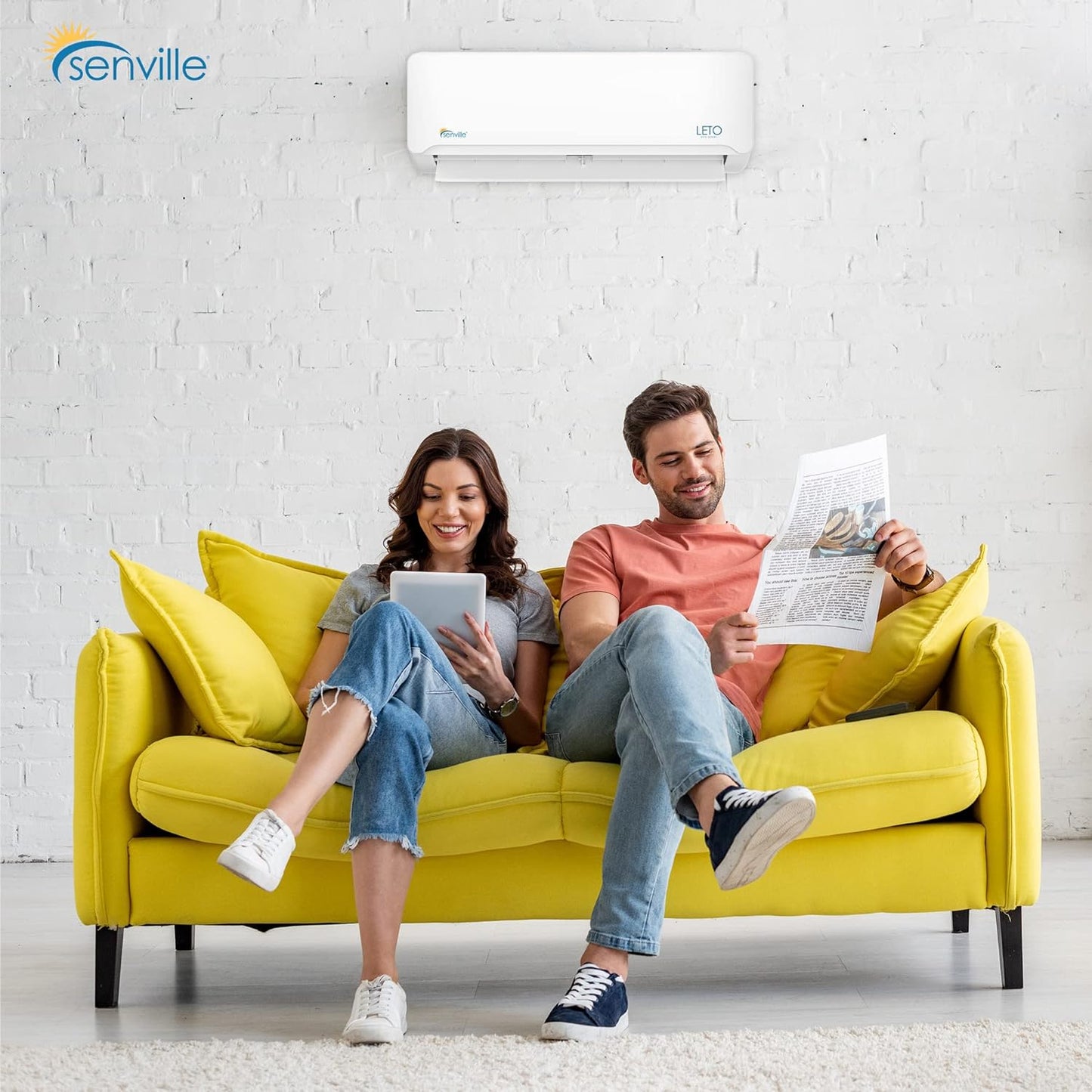 Senville LETO Series Mini Split Air Conditioner Heat Pump, 24000 BTU 208/230V, Inverter, Works with Alexa, SEER2 18, 2 Ton, White