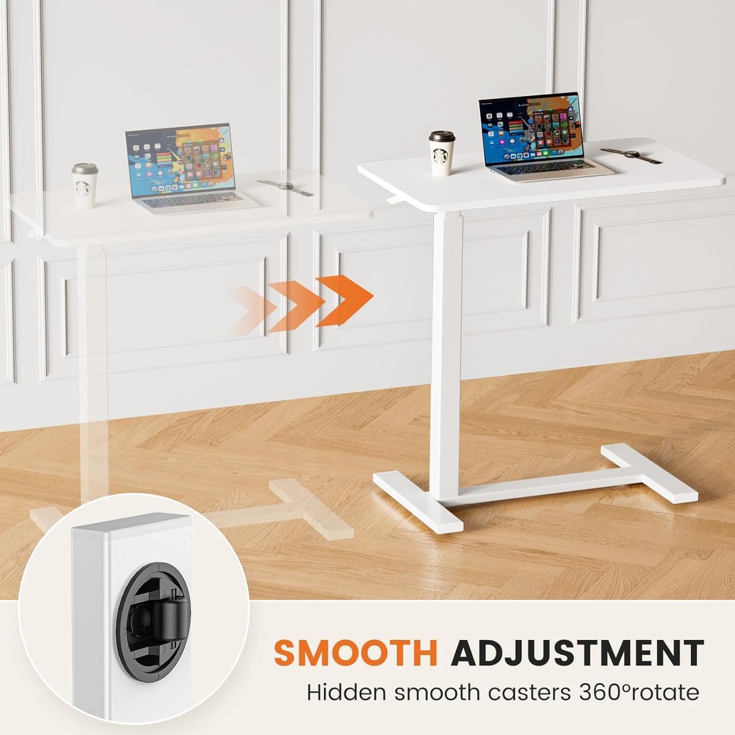 Overbed Bedside Table with Wheels,WheelsRolling Laptop Table,