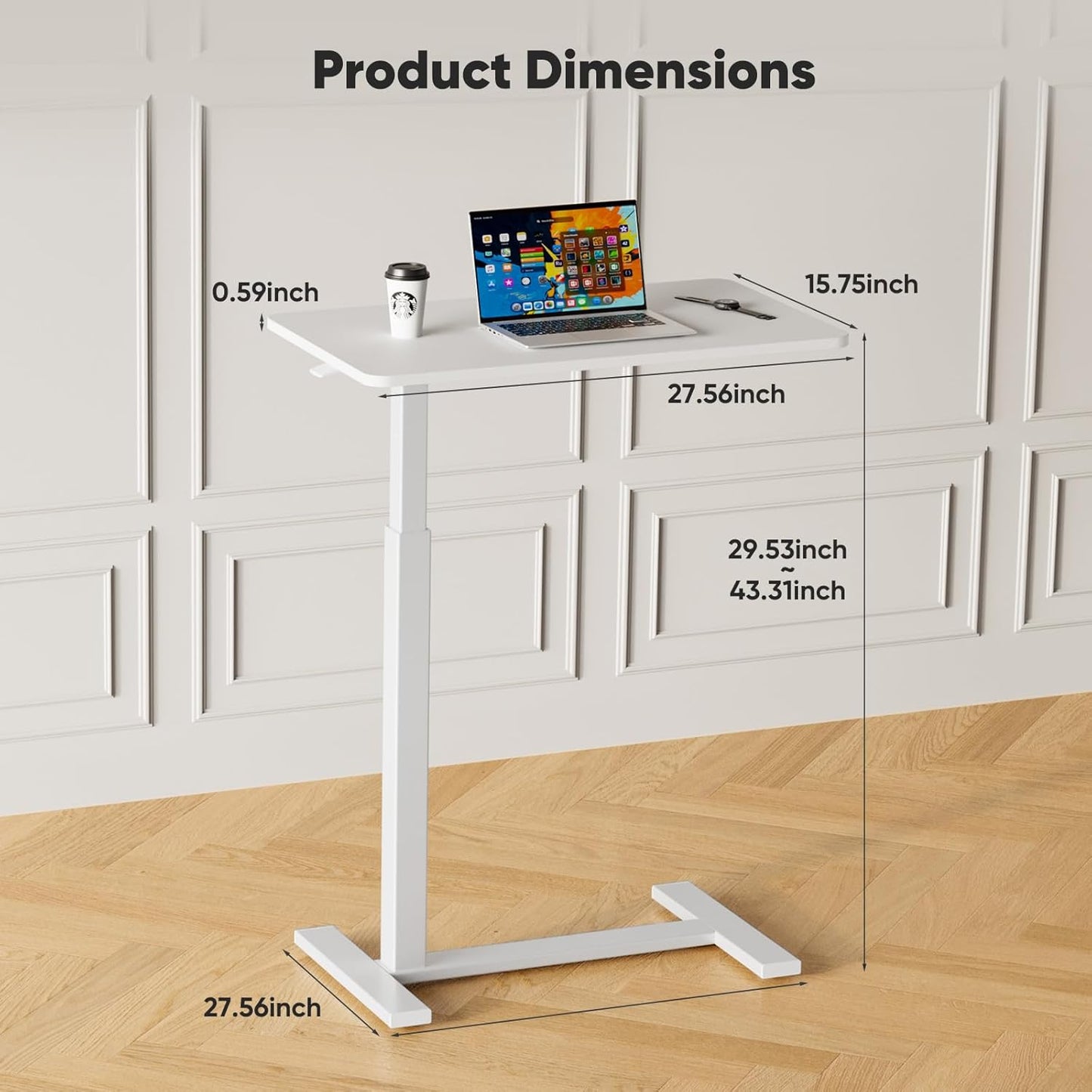 Overbed Bedside Table with Wheels,WheelsRolling Laptop Table,