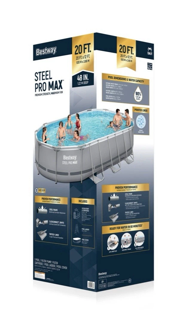 20ft x 12ft x 48 inch Swimming Pool Set with Pump and Maintenance Kit