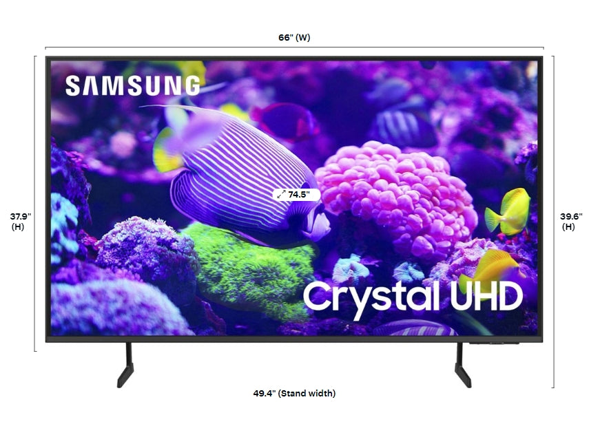 Solid Wood Paderna Media Console(mobile TV stand) +Samsung 75” Class DU7200 Series 4K Smart Tizen TV