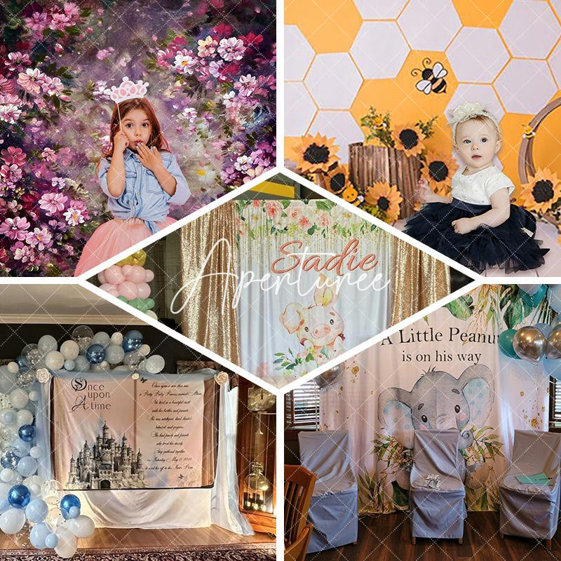 Modern Purple Blue Gold Marbled Photo Booth Backdrop