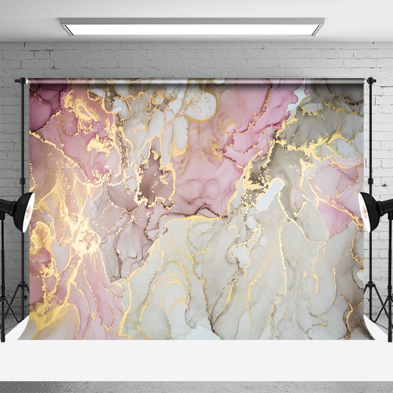 Pink Grey Gold Mixed Marble Texture Photo Backdrop