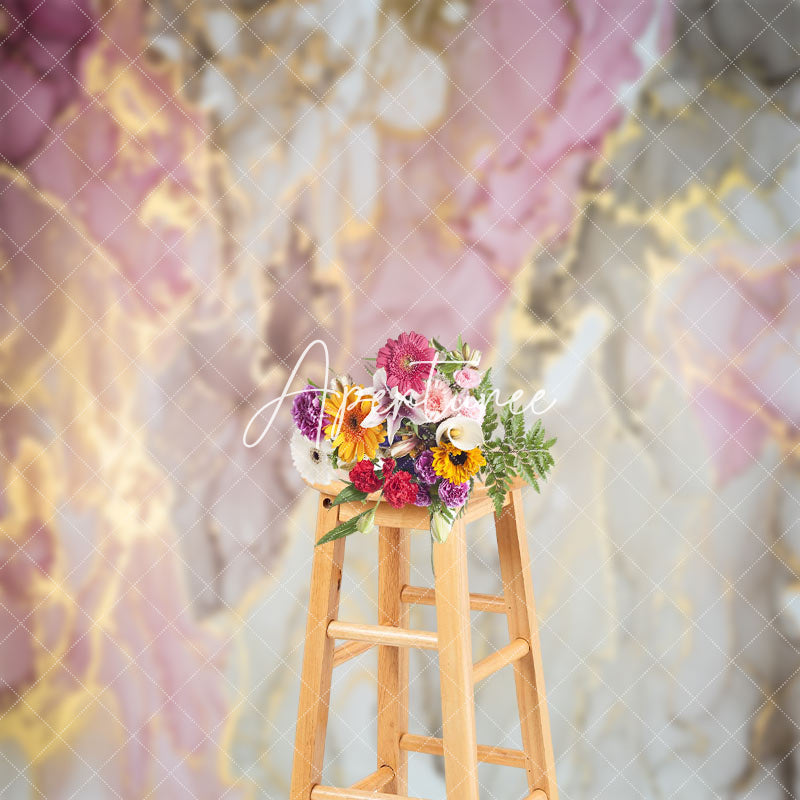 Pink Grey Gold Mixed Marble Texture Photo Backdrop