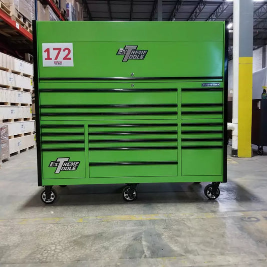 Scratch & Dent, Extreme Tools 72″ x 30″ 19 Drawers Roller Cabinet & Power Hutch Combo – ShowRoom Demo