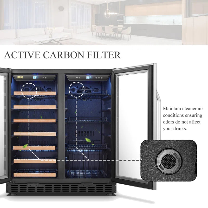 30&quot; 31 Bottle and 76 Can Dual Zone Freestanding Wine and Beverage Refrigerator