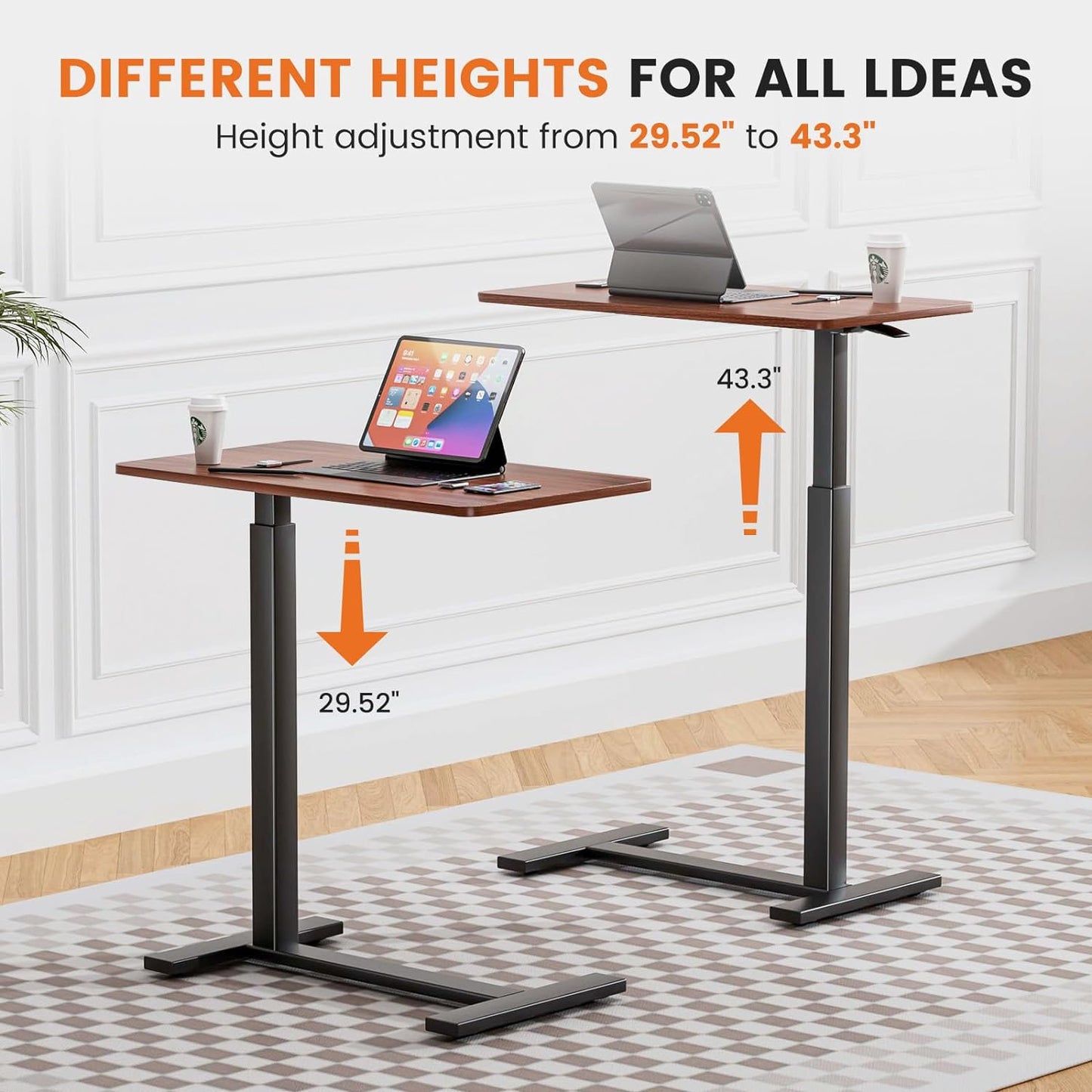 Overbed Bedside Table with Wheels,WheelsRolling Laptop Table,