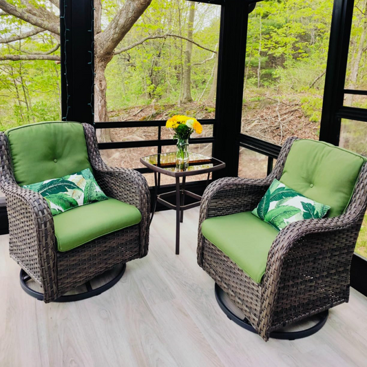 💖Last Day Sale🔥Outdoor 3 Pieces Rattan Wicker Bistro Set Swivel Rocker🔥