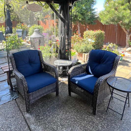 💖Last Day Sale🔥Outdoor 3 Pieces Rattan Wicker Bistro Set Swivel Rocker🔥