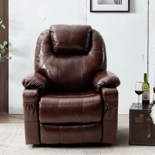 3-Position Power Lift Chair with Heal and Massage Real Leather