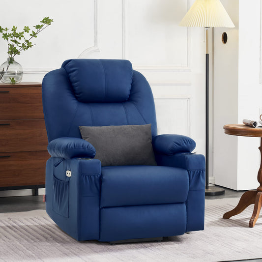 💥Clearance Sale🔥 MCombo Large Lay Flat Dual Motor Power Lift Recliner Chair Sofa with Massage and Heat, USB Ports, Cup Holders, Extended Footrest！