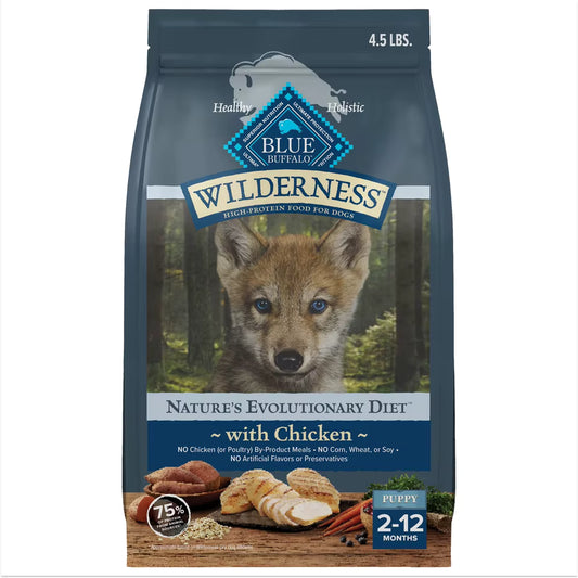Wilderness High-Protein Natural Puppy Dry Food, Chicken Recipe, 4.5-lb. Bag