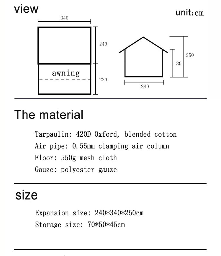[$49.99 Today Only ] Light Weight Oxford Cloth Automatic Inflatable Tent