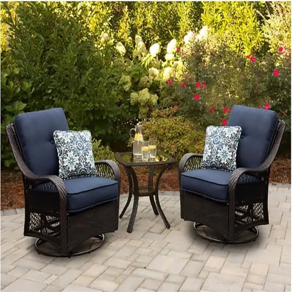 💖Last Day Sale🔥Outdoor 3 Pieces Rattan Wicker Bistro Set Swivel Rocker🔥