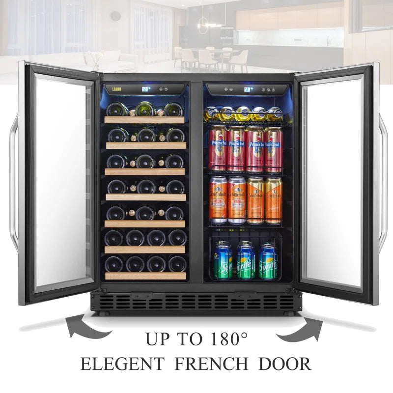 30&quot; 31 Bottle and 76 Can Dual Zone Freestanding Wine and Beverage Refrigerator
