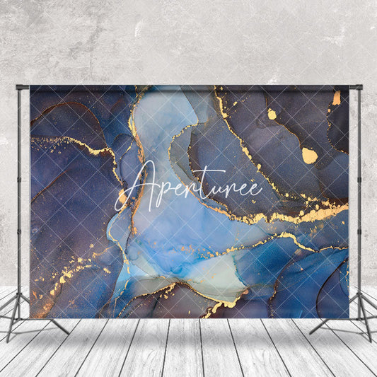 Modern Purple Blue Gold Marbled Photo Booth Backdrop