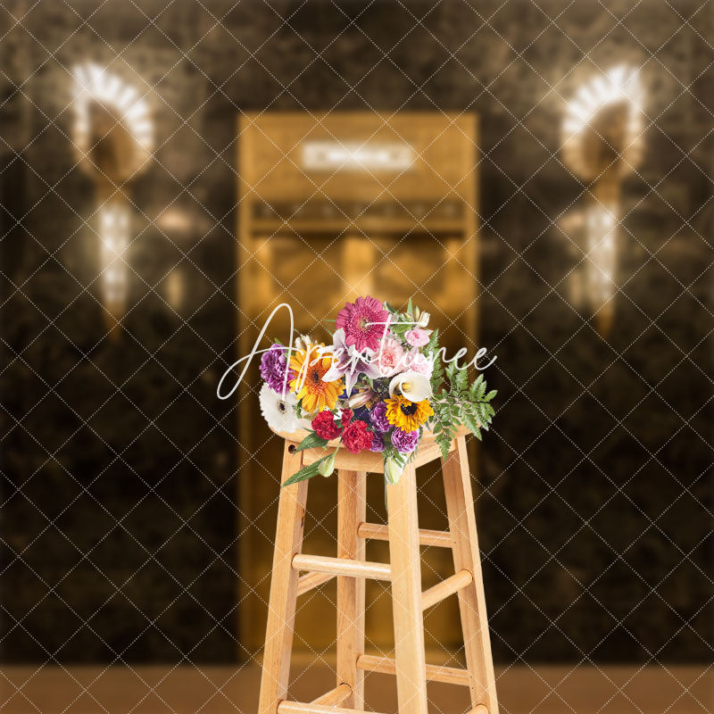 Retro Gorgeous Black Gold Marble Door Photo Backdrop
